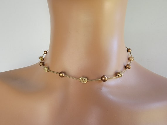 Monet delicate pearl station choker necklace,mone… - image 2