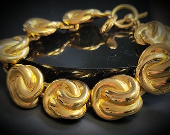 Anne Klein gold swirling toggle clasp bracelet,Statement Runway Haute Couture,