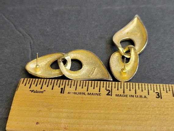 Bronze and blue enamel hanging earrings, drop ear… - image 6