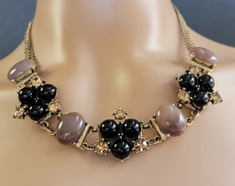 Collier étrangleur en perles Talbots, collier de perles de lucite, collier ras de cou en résine, bijoux de fête des mères pour grand-mère