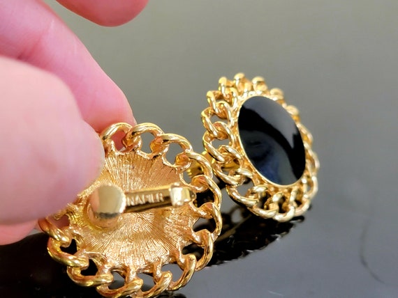 NAPIER black lucite runway clip earrings, runway … - image 9