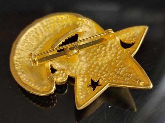 JJ brushed gold Star and moon brooch, A crystal s… - image 7