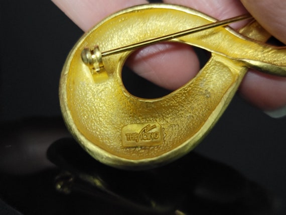 Large vintage gold modernist brooch pin, Icing De… - image 7