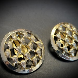 Vintage CORO Clip Earrings, 1950s Gold Filigree Oval Art Deco Jewelry, inexpensive gifts, gold filigree earrings,large circle earring