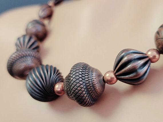 Dark chocolate NAPIER beaded necklace, Vintage na… - image 2