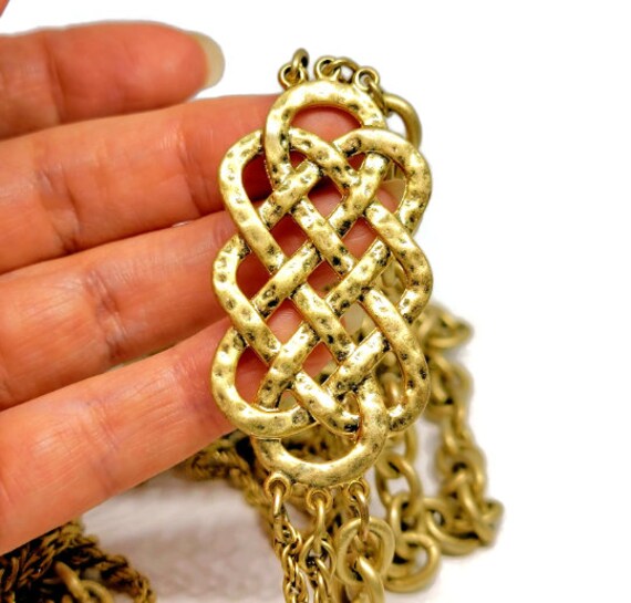 Lia Sophia Gold multi strand celtic knot necklace… - image 8