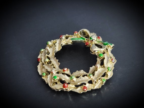 Gerry's Christmas Wreath Brooch pin, Vintage chri… - image 7