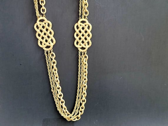 Lia Sophia Gold multi strand celtic knot necklace… - image 2