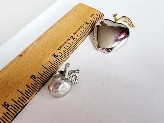 Vintage silver gold apple brooch pin set,Liz Clai… - image 6