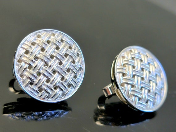 Silver wicker Trifari clip on earrings, trifari j… - image 4