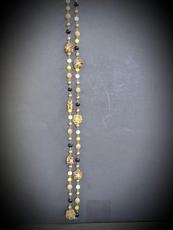 Liz Claiborne long beaded flower necklace,long be… - image 3