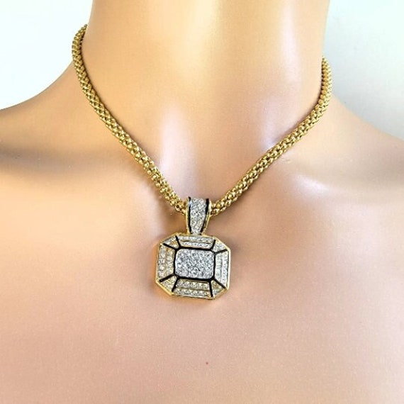 Antique swarovski diamond crystal pendant choker … - image 4