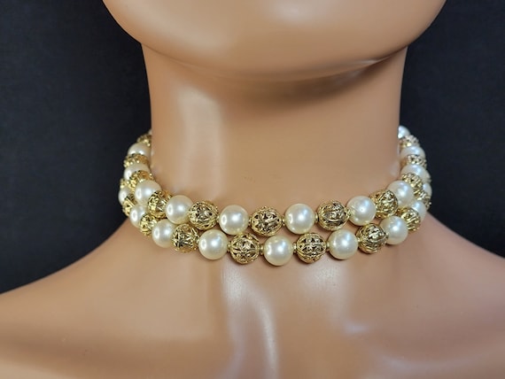 Napier Etruscan revival pearl beaded necklace,etr… - image 8
