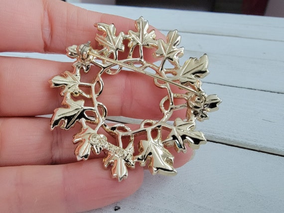 1950s Sarah Coventry gold and silver leaf brooch,… - image 3