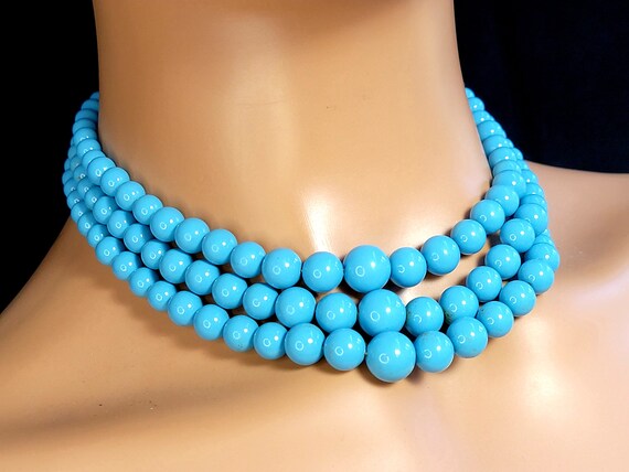 Marvella turquoise multistrand beaded necklace, l… - image 6