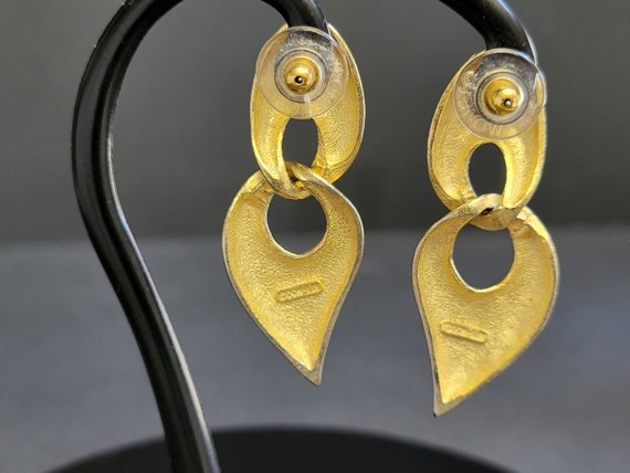 Bronze and blue enamel hanging earrings, drop ear… - image 5