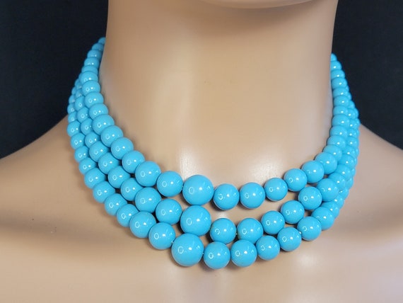 Marvella turquoise multistrand beaded necklace, l… - image 1