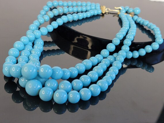 Marvella turquoise multistrand beaded necklace, l… - image 2