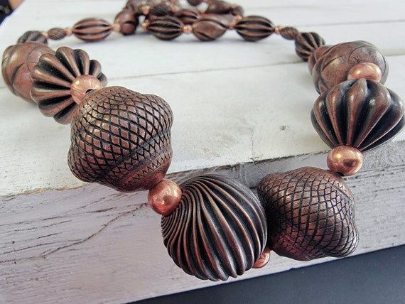 Dark chocolate NAPIER beaded necklace, Vintage na… - image 6
