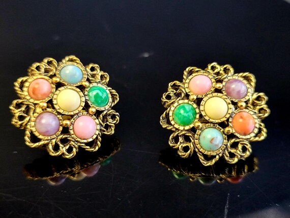 Sarah Coventry multicolor clip on earrings, dot e… - image 4