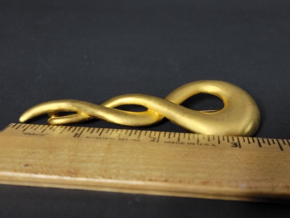 Large vintage gold modernist brooch pin, Icing De… - image 5