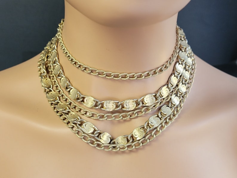Collier multicouche CORO en chaîne escargot, collier ras du cou multirangs, chaîne de collier torsadée en or, image 6