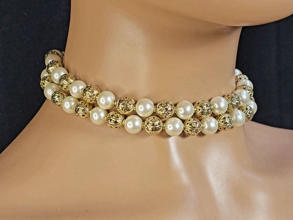 Napier Etruscan revival pearl beaded necklace,etr… - image 6