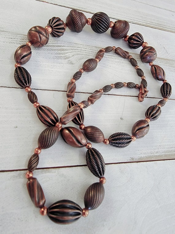 Dark chocolate NAPIER beaded necklace, Vintage na… - image 5