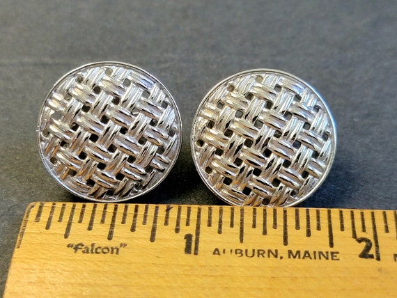 Silver wicker Trifari clip on earrings, trifari j… - image 9