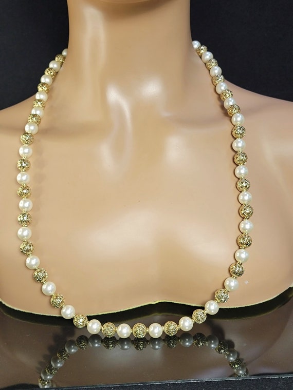 Napier Etruscan revival pearl beaded necklace,etr… - image 7