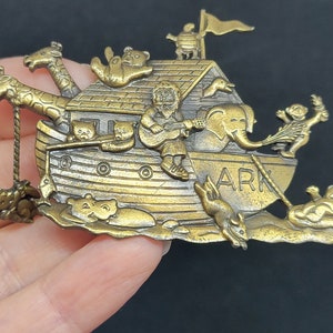 Sehr große Bross JJ Arche Noah Pin, Anstecknadel, Schmuck Geschenk für Mama