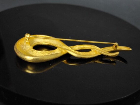 Large vintage gold modernist brooch pin, Icing De… - image 4