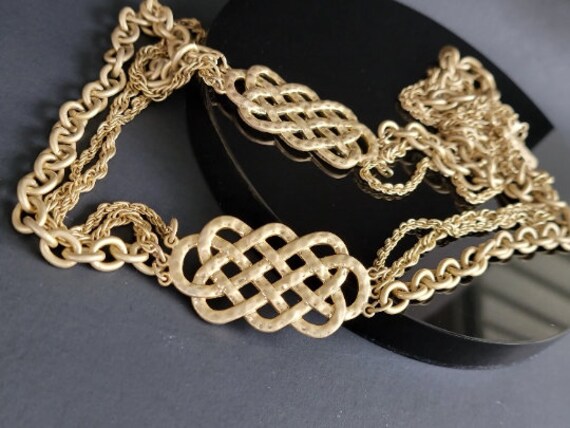 Lia Sophia Gold multi strand celtic knot necklace… - image 7