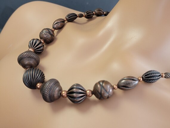 Dark chocolate NAPIER beaded necklace, Vintage na… - image 4