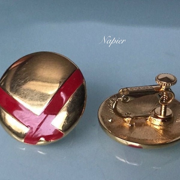 Vintage Napier Clip On Earrings with Switzerland Flag | Red Enamel Mom Gift, Napier clip on earrings, Screw back clip on earrings