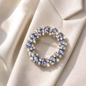 Vintage Warner Smoky Quartz Rhinestone Brooch, Crystal beads brooch, Rhinestone brooch for wedding