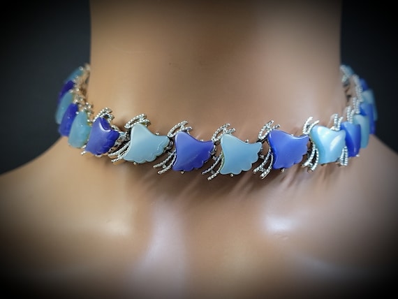 Blue bell flower lucite necklace,wildflower neckl… - image 1