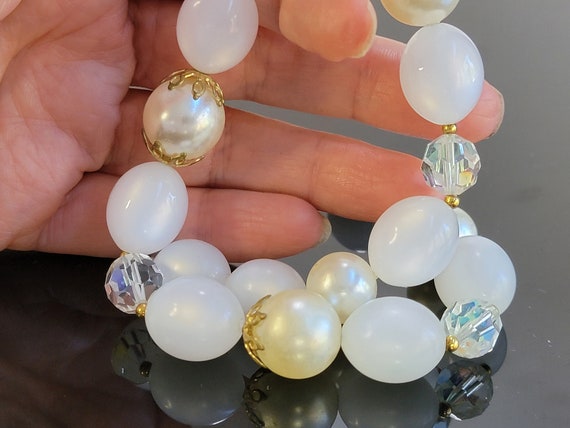 Lisner pearl crystal necklace choker,bridal choke… - image 3