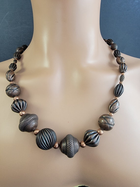 Dark chocolate NAPIER beaded necklace, Vintage na… - image 3