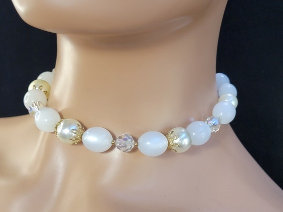 Lisner pearl crystal necklace choker,bridal choke… - image 1