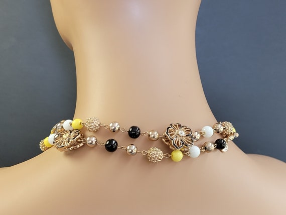Liz Claiborne long beaded flower necklace,long be… - image 4