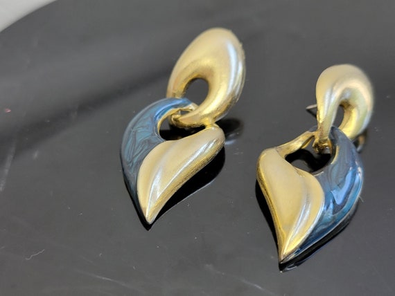 Bronze and blue enamel hanging earrings, drop ear… - image 9