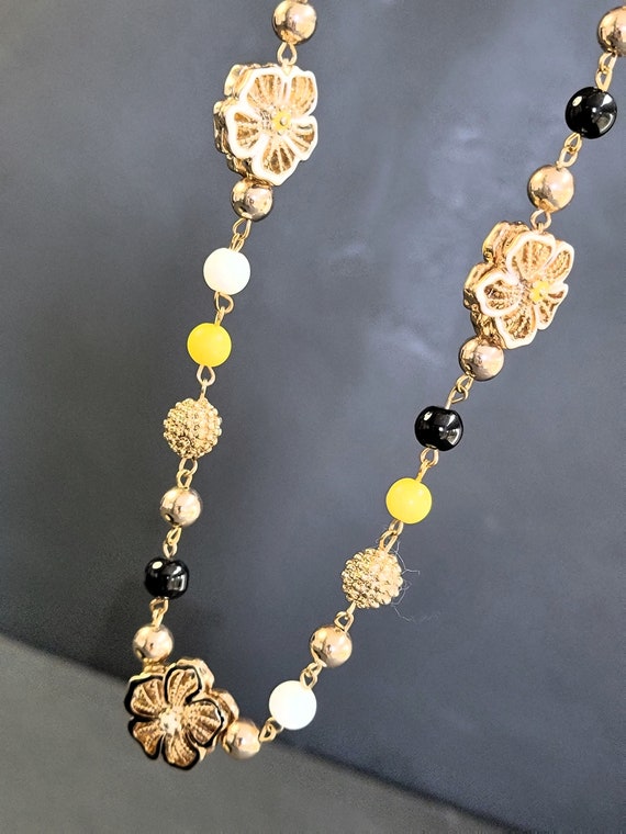 Liz Claiborne long beaded flower necklace,long be… - image 9