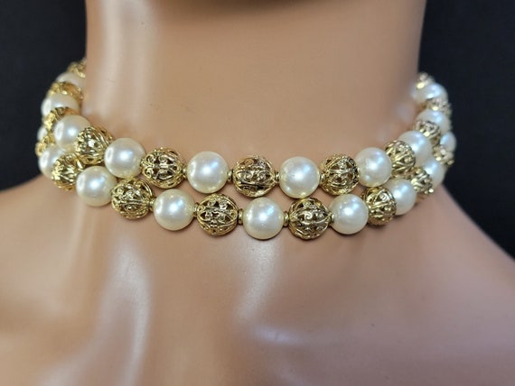 Napier Etruscan revival pearl beaded necklace,etr… - image 1