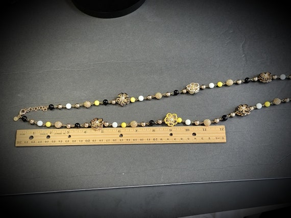 Liz Claiborne long beaded flower necklace,long be… - image 8