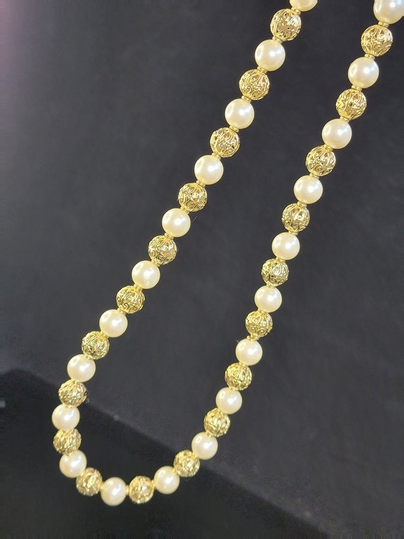 Napier Etruscan revival pearl beaded necklace,etr… - image 4