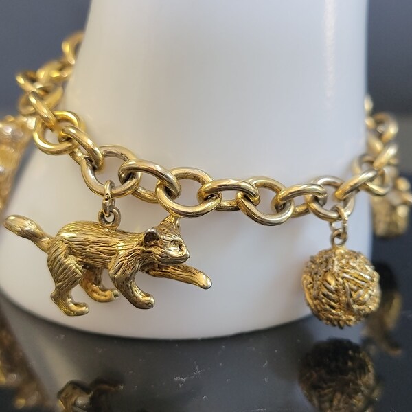 Cat Charm Bracelet Etsy
