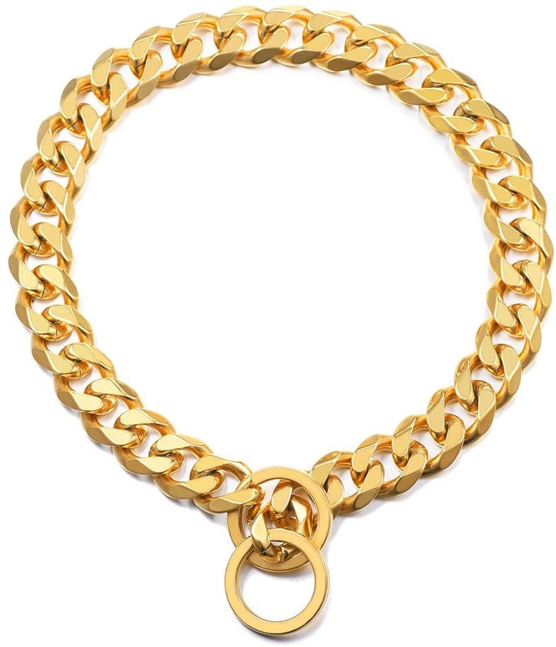 Large Gold Dog Chain Collar Martingale 15MM 22Inch Long XL Etsy