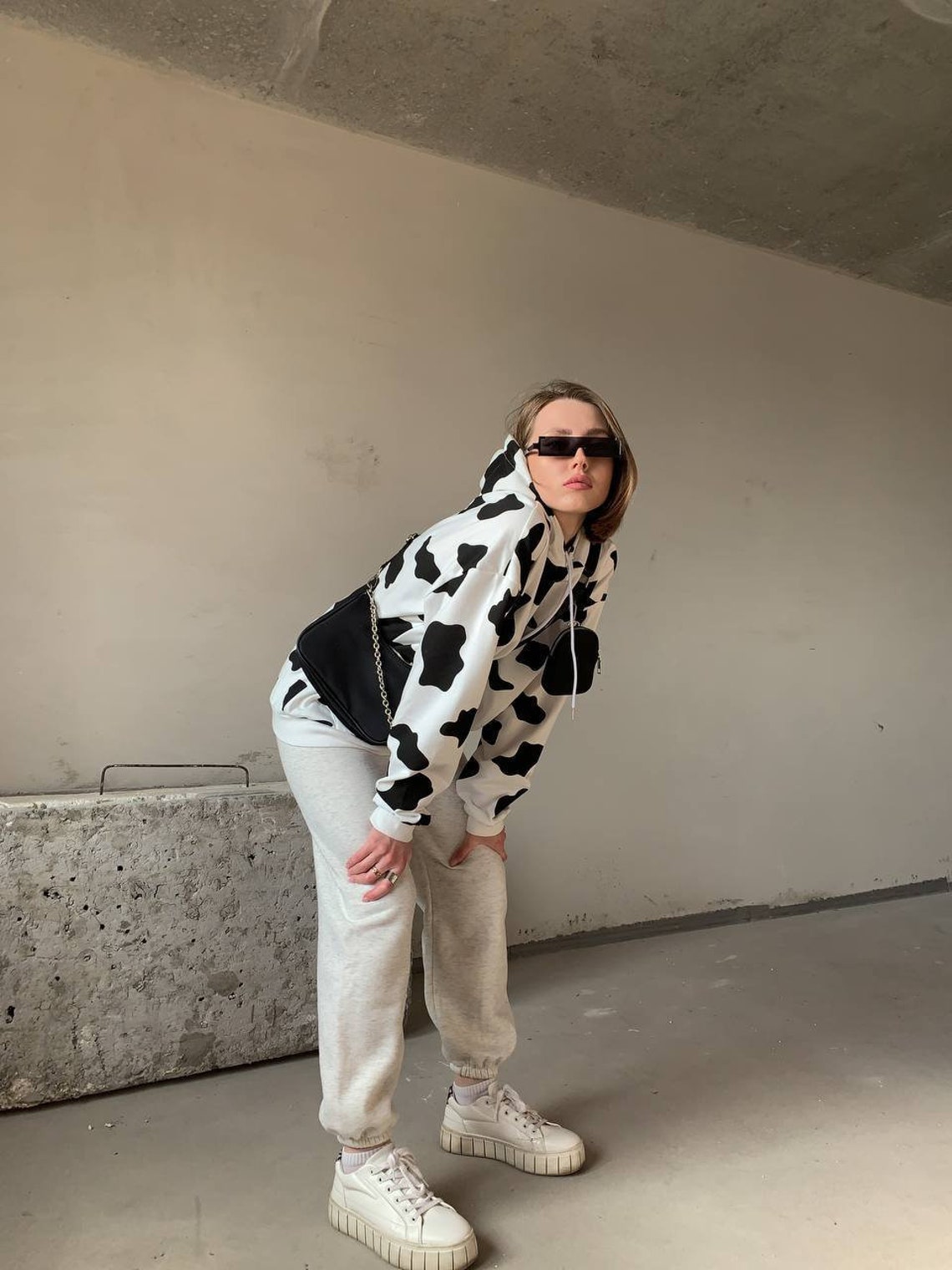 Oversized hoodie cow print hooded sweatshirt cow trend | Etsy