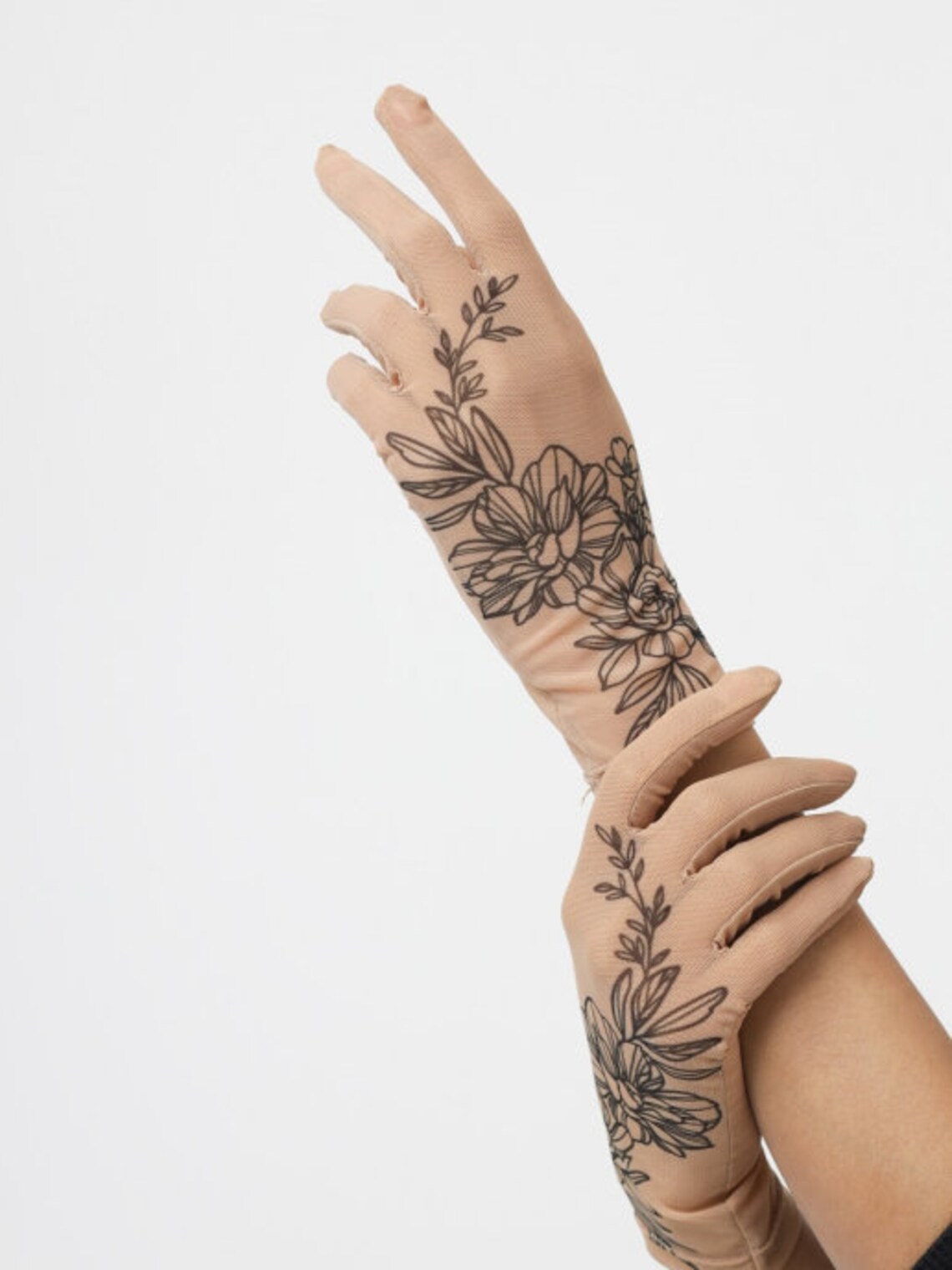 Gloves for women tattoosembroidered beige tattoo Etsy